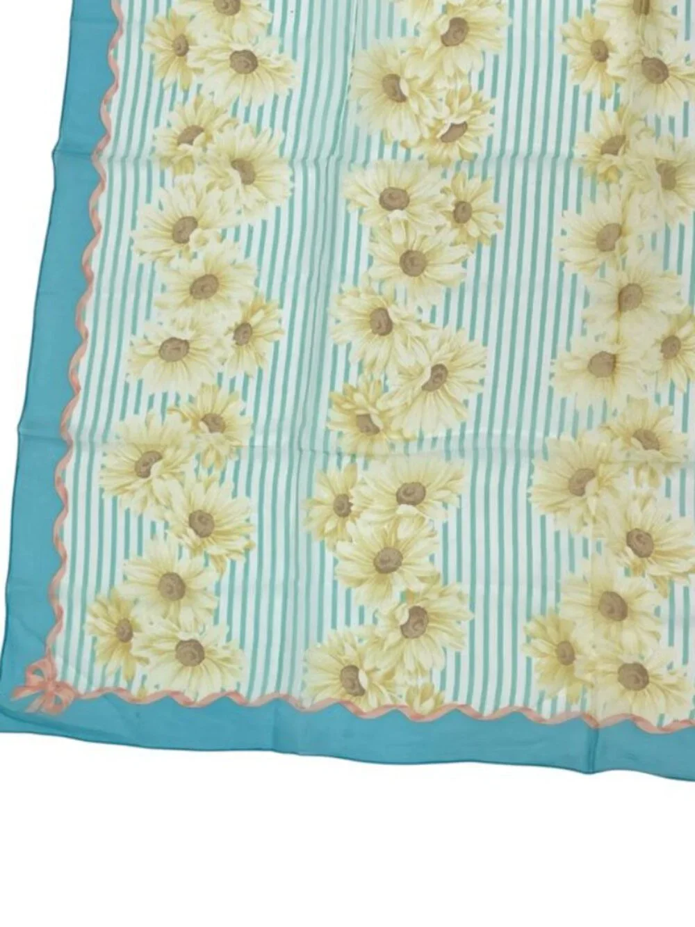 Christian Dior Scarf Silk Floral Pattern Blue